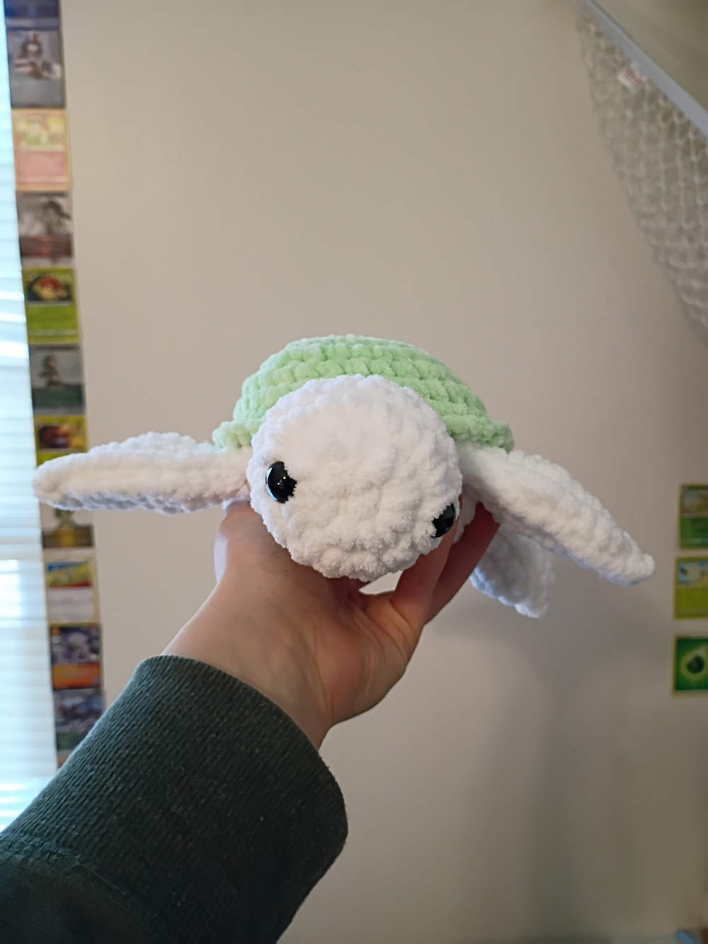 Plush Turtle Small Pet Toy - White and Light Green